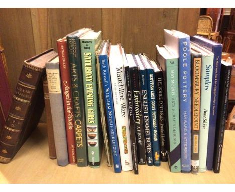 A quantity of books, largely decorative arts subjects including The Poole Potteries, Jennifer Hawkins, Mauchlineware, a Colle
