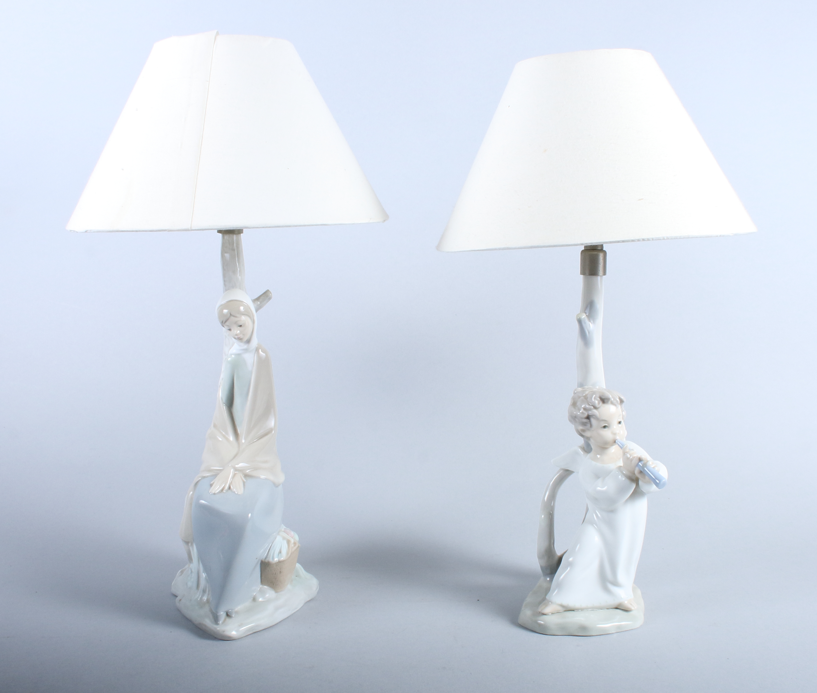 Two Lladro porcelain figure table lamps