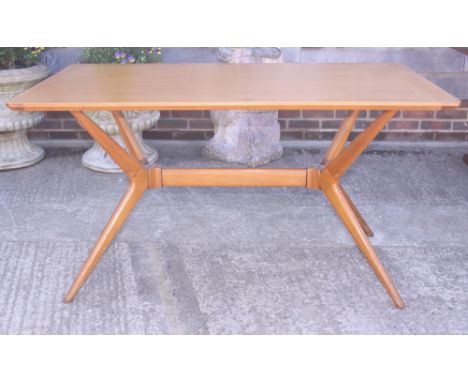 An Ernst Gomme for G Plan 1960s light teak dining room suite comprising a table, on splay supports, design S341, 54" wide, a 