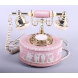 A pink Wedgwood jasperware astral table top telephone