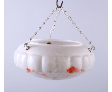 A 1930s mottled glass ceiling light shade