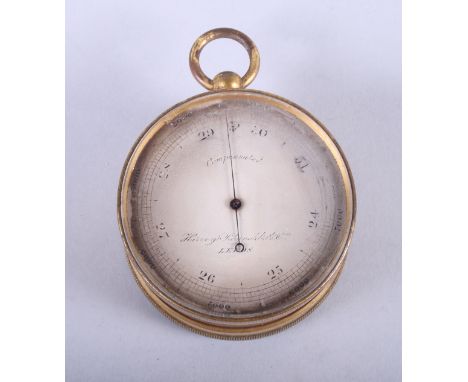 A 19th century Harvey Reynolds & Co brass pocket barometer compass, 2 1/2" dia