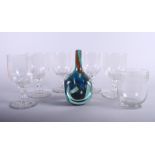 A set of five Georgian design glass rummers, an early 19th century blending bowl, the rim etched w