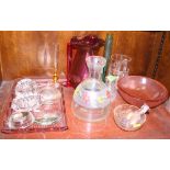 A Roman style glass vase and other decorative glass