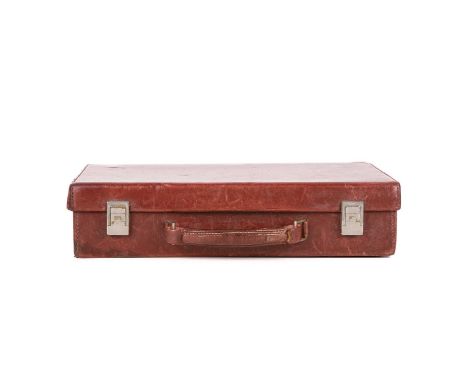 Hermes, a rare vintage vanity travel case, crafted from smooth red box calf leather, with dual latch fastenings, single leath