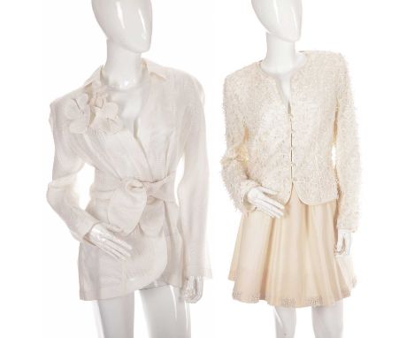 Three items of ladies designer clothing, to include a blouse by Thierry Mugler, a Valentino Miss V jacket, together with a sk