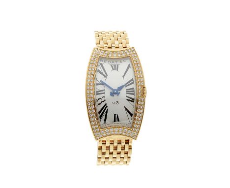 Bedat &amp; Co., an 18ct gold No. 3 bracelet watch, factory diamond pave-set bezel, reference 384, unsigned quartz movement, 