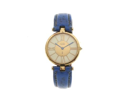 Cartier, a silver gilt Must de Ronde Vendome wrist watch, circa 1990s, signed quartz movement, serial 117504, Swiss conventio