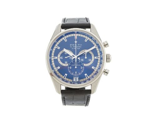 Zenith, a limited edition stainless steel El Primero 36.000 VPH chronograph wrist watch, circa 2010, number 100 from an editi