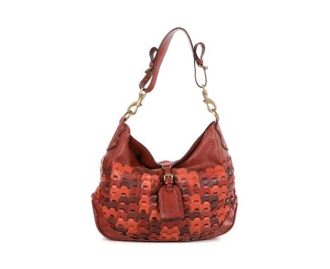 Mulberry, a vintage Ayler handbag, designed with a tonal red linked leather exterior, with brushed gold-tone hardware, detach