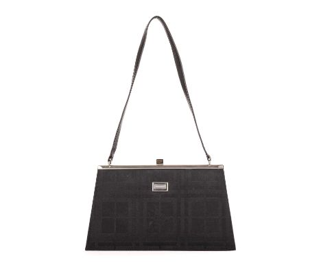 Burberry, a hinged frame handbag, featuring the maker's black haymarket check textile exterior, with silver-tone hardware, fr