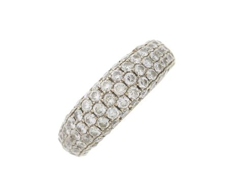 An 18ct gold pave-set diamond dress ring, with tapered band, estimated total diamond weight 1.50ct, H-I colour, VS2-SI1 clari