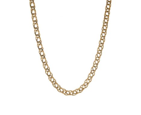 A 9ct gold flat curb-link necklace, with lobster clasp, hallmarks for 9ct gold, length 50cm, 14.3gOverall good conditionSome 