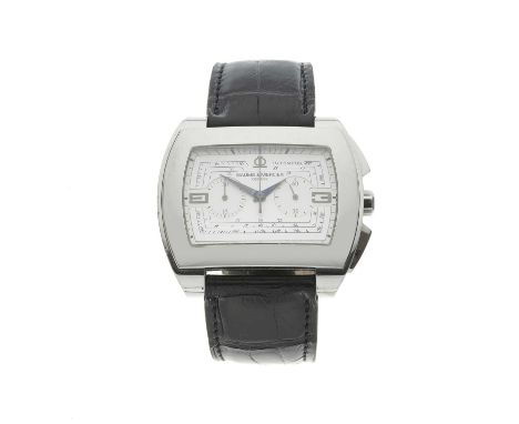 Baume &amp; Mercier, a stainless steel Hampton chronograph wrist watch, white dial, reference 65430, signed automatic movemen