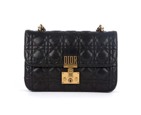 Christian Dior, a Dioraddict Cannage handbag, designed with the maker's classic quilted black leather exterior, with brushed 