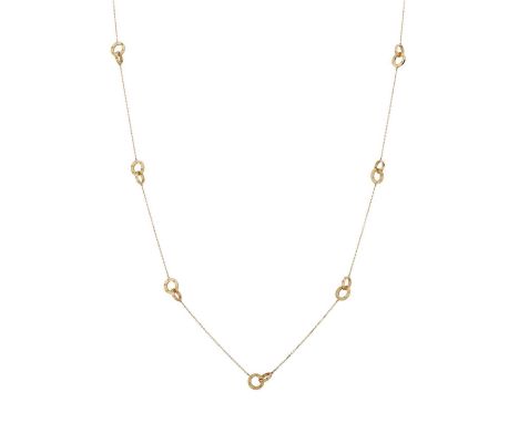 Cartier, an 18ct gold Love longuard necklace, designed as a series of eight entwined screw motif Love discs, with lobster cla