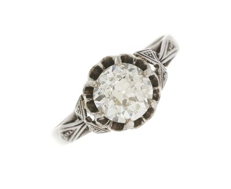 An early 20th century 18ct gold old-cut diamond single-stone ring, diamond estimated weight 1.80ct, K-L colour, VS clarity, b