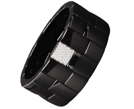 ROBERTO DEMEGLIO - A High-Tech Black Ceramic and Diamond 'Domino' Bracelet,the high-gloss offset cuboid panels on internal ex