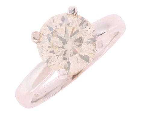 A 2.20 Carat Single Stone Diamond Ring,set with a modern round brilliant cut natural diamond of approximately 2.20 carats, mo