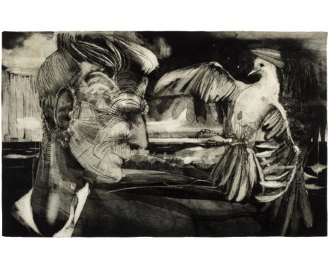 Diarmuid Delargy (b. 1958) From an Abandoned Work (Beckett Series) Etching,  39 x 60cm  Signed, inscribed and dated 1996 Numb