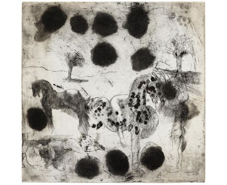 Diarmuid Delargy (b. 1958) The People in the Field Etching, 49 x 49cm Signed, inscribed and date (19)'86 Numbered 15/40