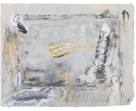 John Kingerlee (b.1936)Untitled - Grey AbstractMixed media, 22 x 30cmSigned with artist's device