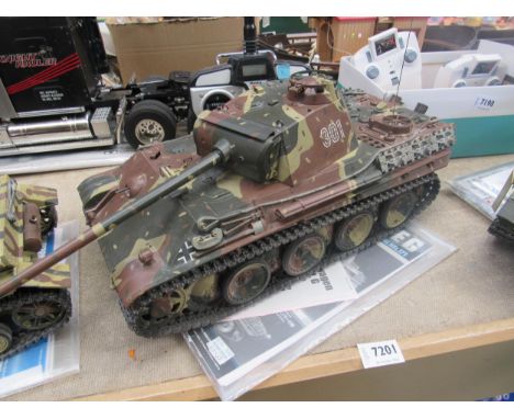 A Tamiya 1:16 scale radio control Panther type G Panzerkampfwagen V Panther tank with Planet T5 remote control system 