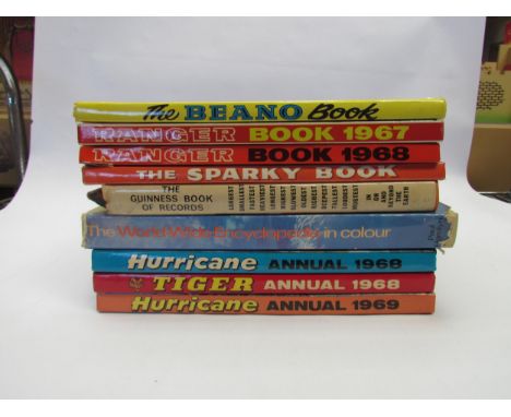 A collection of predominantly 1960's children's books and annuals including The Beano Book 1967, Tiger Annual, Hurricane Annu