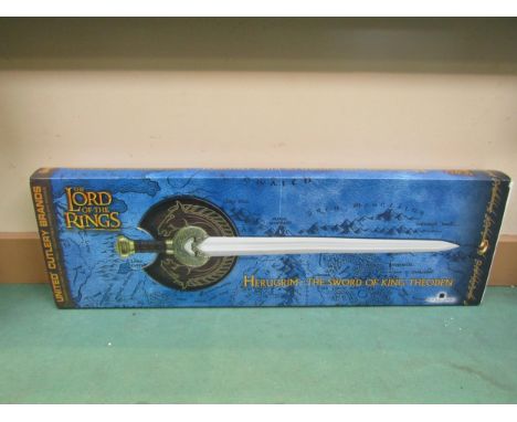 A boxed United Cutlery Lord Of The Rings Herugrim: The Sword Of King Theoden 1/1 scale licensed reproduction of the sword use