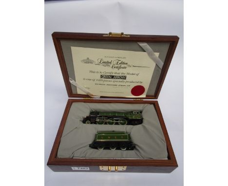 A limited edition Bachmann Branch-Line 00 gauge "Green Arrow" 2-6-2 locomotive and tender, housed in mahogany presentation bo
