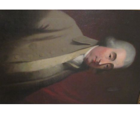 18th Century Irish School "Portrait of a Gentleman with grey hair wearing cream coloured jacket and waistcoat with red velvet