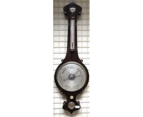 A 19th Century rosewood Wheel Barometer, with mother-o-pearl inset, by C. Vitta, Stafford. (1)
