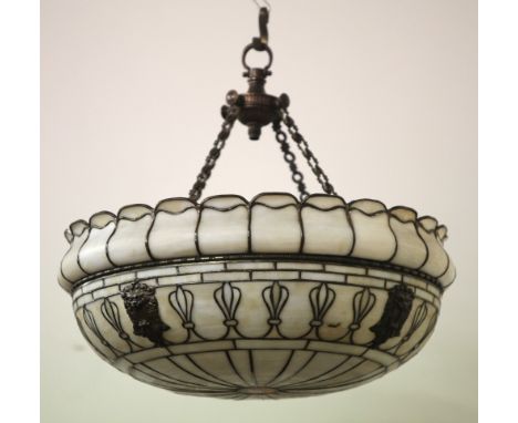 A large Art Deco style Ceiling Light, with brass decoration. (1)