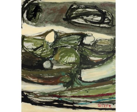 William Crozier HRHA (1930 - 2011)Abstract Landscape: a large and colourful Abstract Painting, O.O.C., approx. 90cms x 76cms 