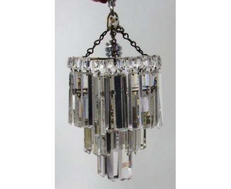 An attractive small Edwardian three tier Hallway Ceiling Light, with cutglass drops. (1)