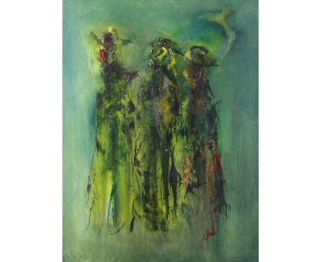 Gerald Davis, Irish (1938 - 2005)"Attention," O.O.B., abstract, approx. 40cms x 30cms (16" x 12") signed and dated lower left