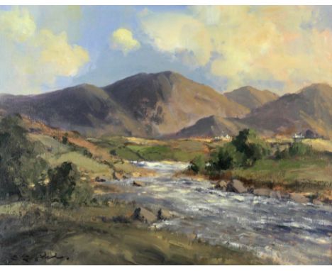 George K. Gillespie, R.U.A. (Irish 1924-1995)"Maam Valley and Maamturk, Connemara," O.O.C., an attractive and bright scene wi