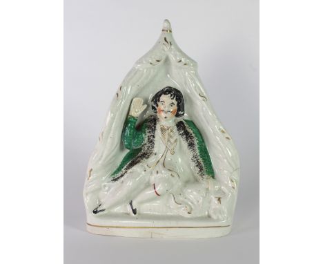 A Victorian Staffordshire Figure, of a nobleman in green cloak. (1)