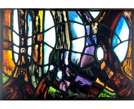 Eva (Evie) Sydney Hone, R.H.A., (1894 - 1955)"Blessed are the Peacemakers," stained glass panel, abstract, approx. 51cms x 76