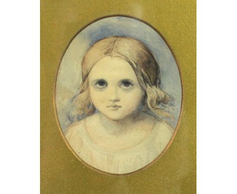 Louisa Ann, Marchioness of Waterford(1818 - 1891)"Portrait of a Young Girl," (Susan Pielou) oval watercolour, approx. 13cms x