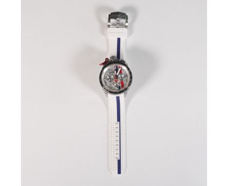 Bomberg Racing FR wristwatch, model BS45CHSP.059-4.10, featuring a stainless steel case and sapphire crystal. The watch is po