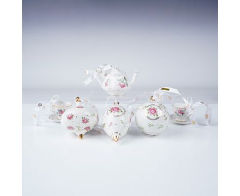 A charming 2-piece Royal Albert ornament set, totaling six porcelain ornaments, each adorned with the brand's signature flora