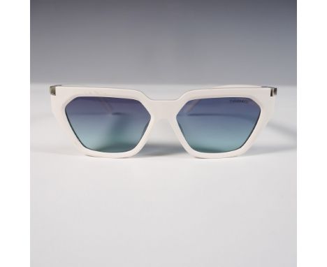 A stylish pair of Tiffany &amp; Co. TF 4205-U sunglasses featuring a bold geometric frame in a sleek white finish. The sungla