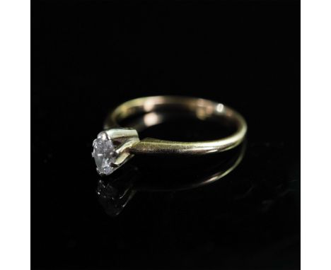Exquisite 14K gold solitaire ring featuring a genuine diamond in a classic six-prong setting. The band is elegantly crafted i