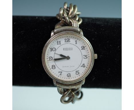 Exquisite Ecclissi sterling silver bracelet watch featuring a timeless design and superior craftsmanship. The watch showcases