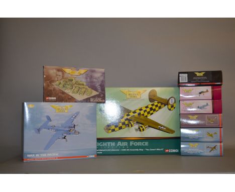 Eight Corgi Aviation Archive diecast model aircraft, together with a WWII Control Tower Kit. All boxed, appear VG. (9)