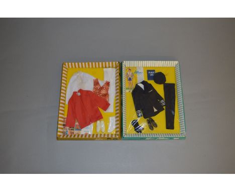 Two Mattel Barbie doll clothing sets: Ken & Allan Pilot outfit; #1432 Guruvy Formal. Both in G+ boxes. (2)