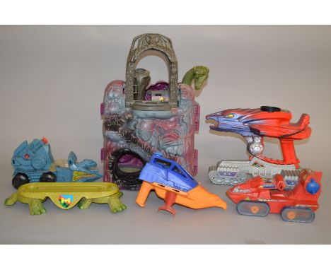 Quantity of Mattel Masters of the Universe vehicles and playsets, including three Castle Grayskull. Unboxed.