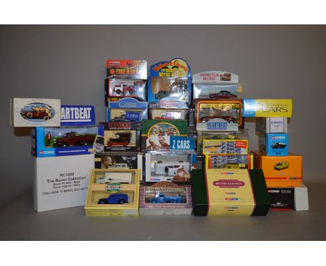 24 x assorted diecast models by Lledo and Corgi, includes British Railways Premium Edition and TV related models. Boxed, appe