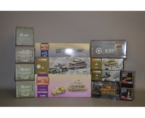 13 x Corgi military related models, includes Forward March, D Day, World War II, etc. All boxed, appear E.